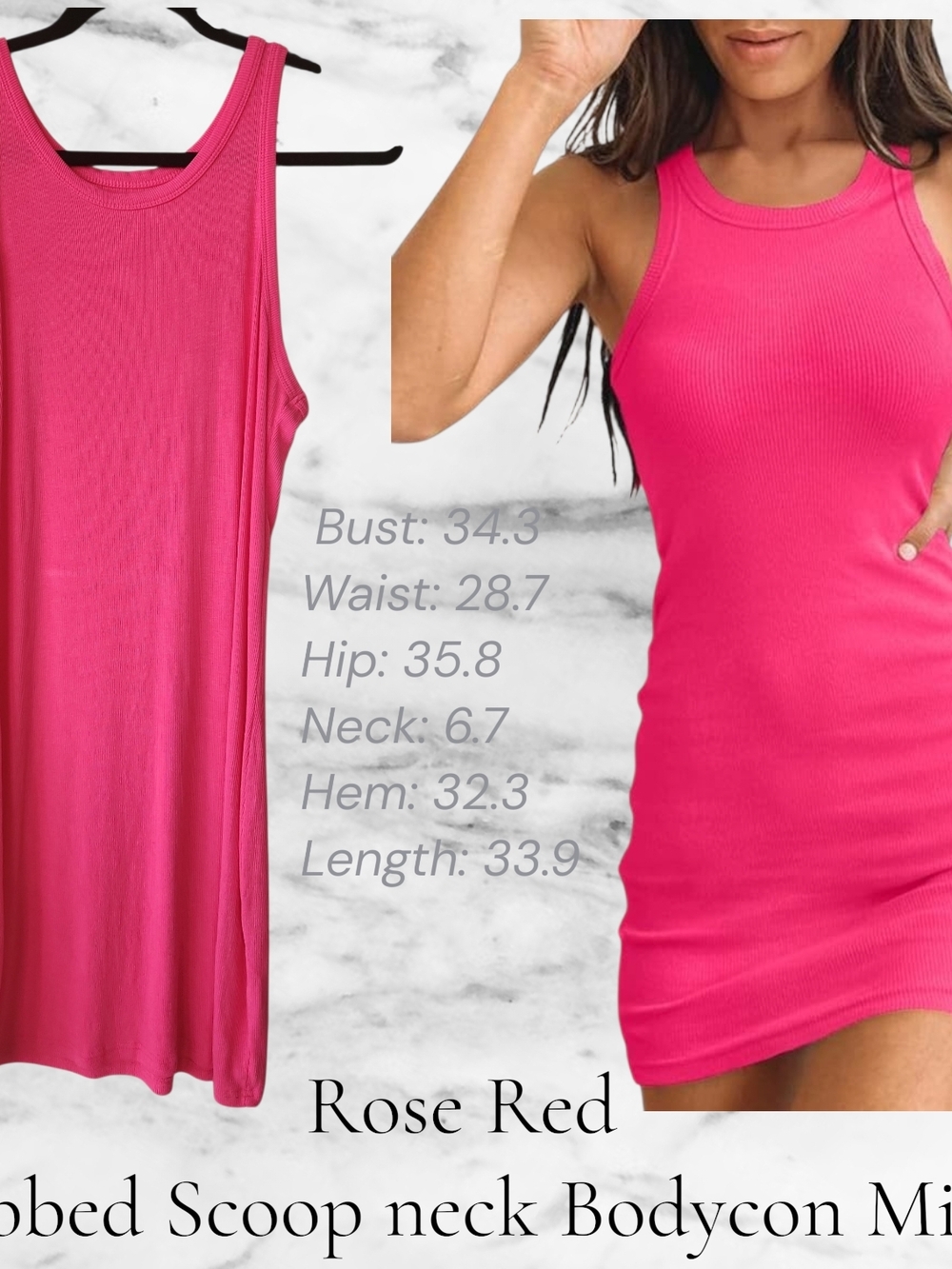 Rose Red Ribbed Scoop Neck Bodycon Midi Dress